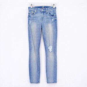 7 For All Mankind Gwenevere Jeans Ligh Blue Denim Stone Wash -24- 25 / 27.5 Low‎